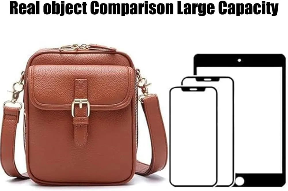 Forcipower Crossbody Leather Bags for Women, Vegan Anti Theft Side Purse Shoulder, Retro Soft Handbags with Built In Wallet