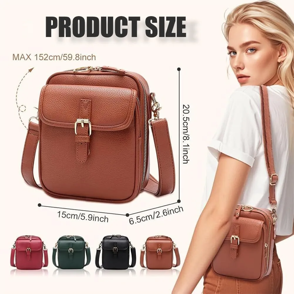 Forcipower Crossbody Leather Bags for Women, Vegan Anti Theft Side Purse Shoulder, Retro Soft Handbags with Built In Wallet