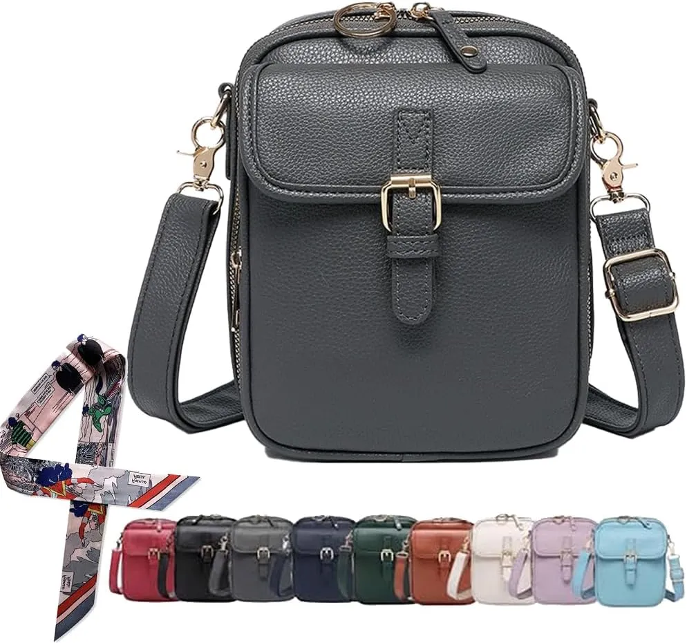 Forcipower Crossbody Leather Bags for Women, Vegan Anti Theft Side Purse Shoulder, Retro Soft Handbags with Built In Wallet