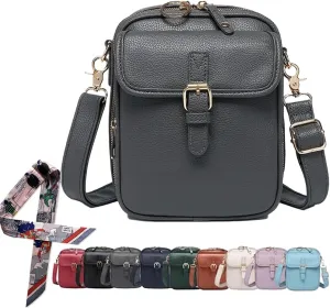 Forcipower Crossbody Leather Bags for Women, Vegan Anti Theft Side Purse Shoulder, Retro Soft Handbags with Built In Wallet