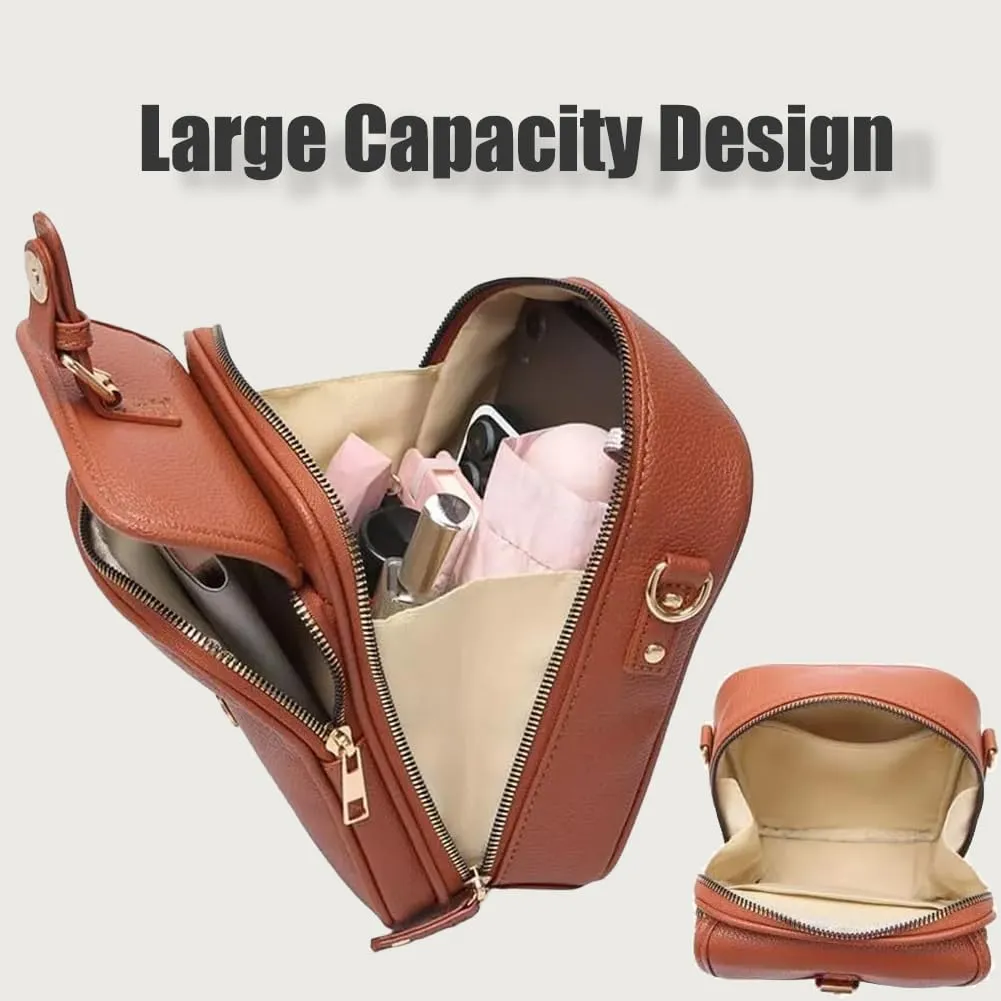 Forcipower Crossbody Leather Bags for Women, Vegan Anti Theft Side Purse Shoulder, Retro Soft Handbags with Built In Wallet