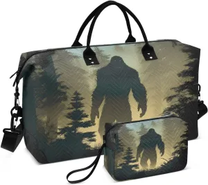 Forest Monster Duffel Bag Set with Toiletry Bag for Travel Gym Sport, Luggage Sleeve Weekender Bags Carry on Overnight Bag