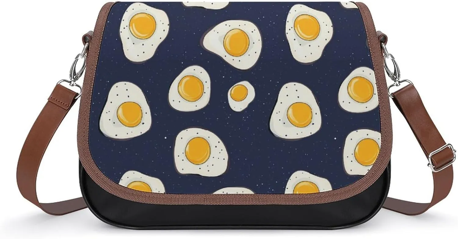 Fried Egg Pattern Fashion Crossbody Bags for Women Lightweight Shoulder Handbags Travel Purse with Strap Custom Gifts