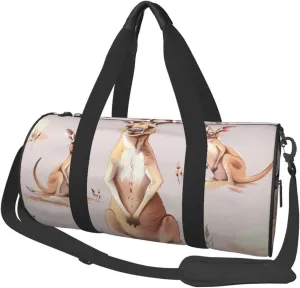 Funny Cartoon Kangaroo Zoo Printed Sports Gym Bag for Men Women Foldable Duffel Bag Carry On Weekender Bag for Travel Sports