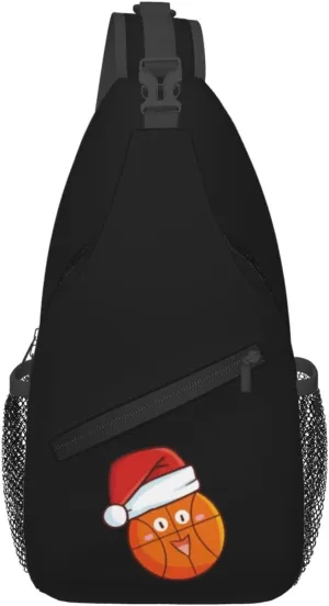 Funny Christmas Basketball Crossbody Bags For Women Men Chest Backpack Gym Shoulder Bag Travel Outdoor Sports Casual Crossbody Bags