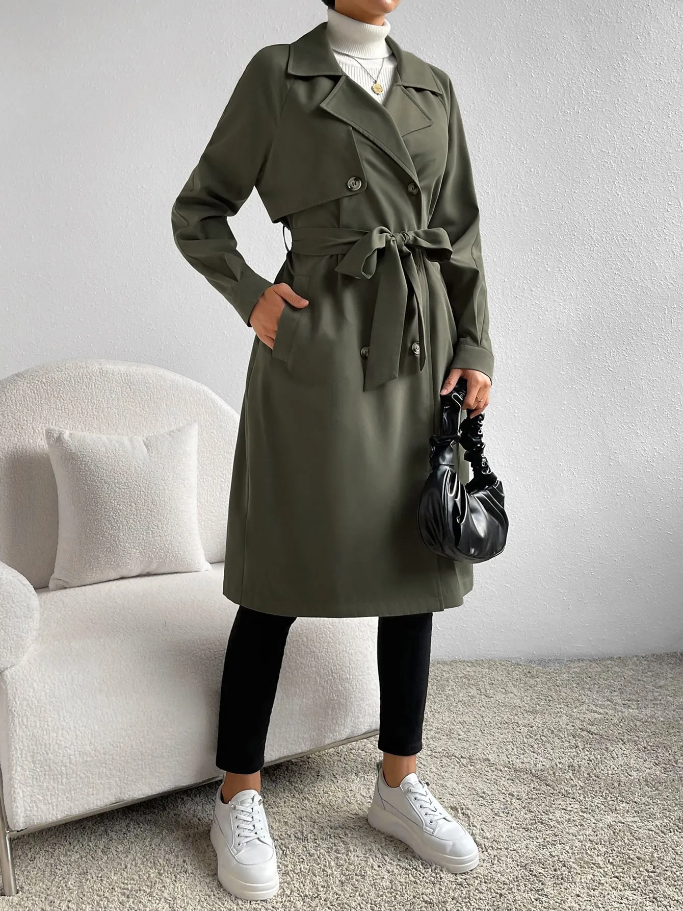 Gabardina de Cuello con Solapa para Mujer  CR