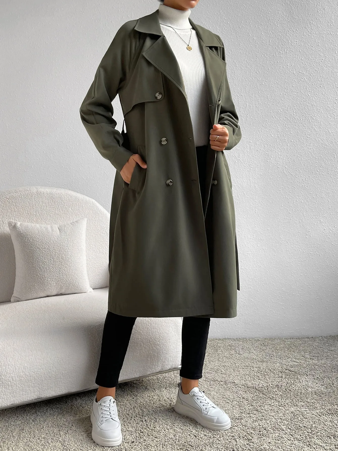 Gabardina de Cuello con Solapa para Mujer  CR