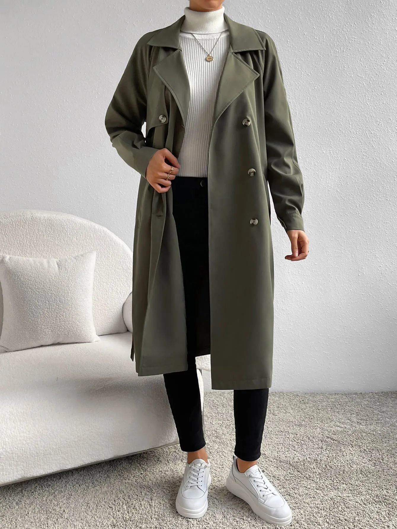 Gabardina de Cuello con Solapa para Mujer  CR