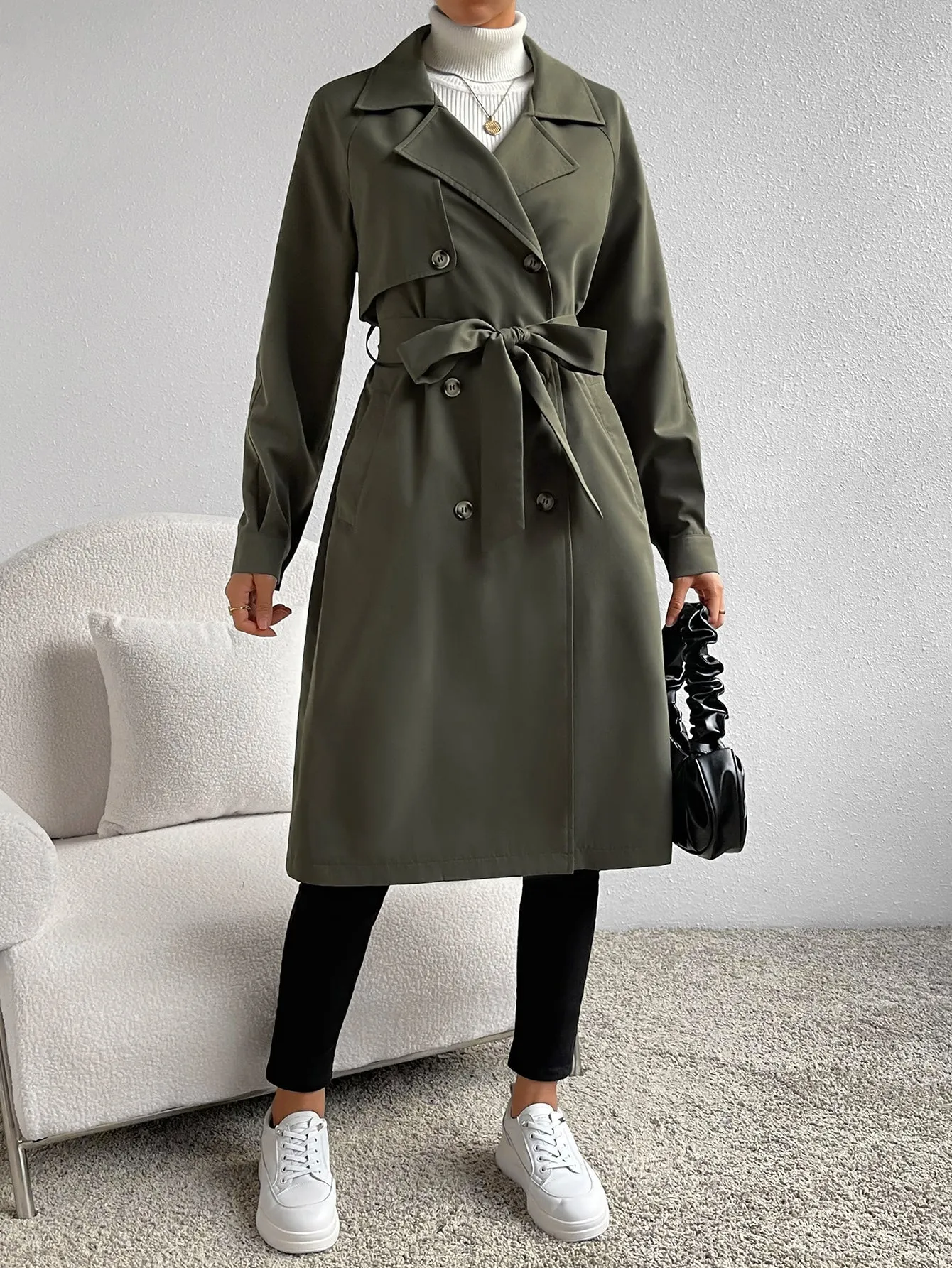 Gabardina de Cuello con Solapa para Mujer  CR