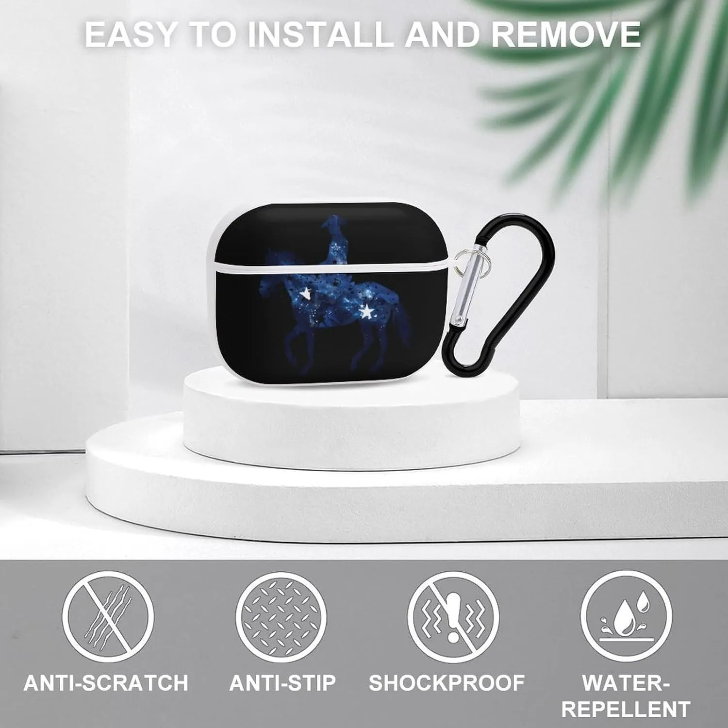 Galaxy Horse Racing Man Funny Hard Case Compatible with Airpods Pro Earbuds Headset Cover Protective Storage Bag for Men Women