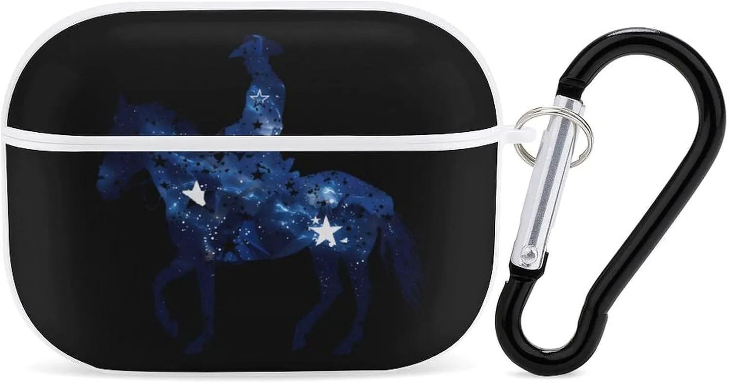 Galaxy Horse Racing Man Funny Hard Case Compatible with Airpods Pro Earbuds Headset Cover Protective Storage Bag for Men Women