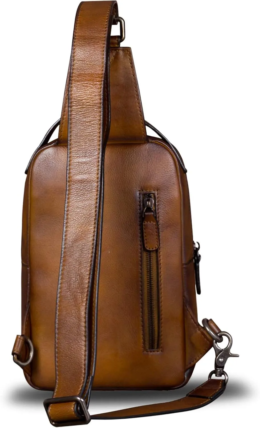 Genuine Leather Sling Bag for Men and Women Vintage Real Leather Sling Backpack Shoulder Crossbody Bag Chest Purse