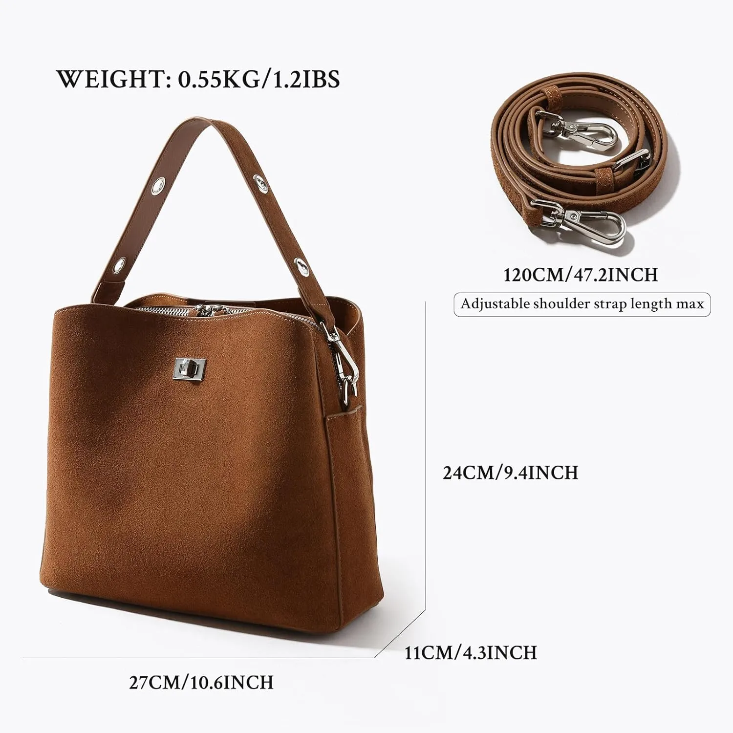 Genuine Leather Suede Bags for Women, Vintage Suede Handbag Purse Suede Hobo Bag Slouchy Bag