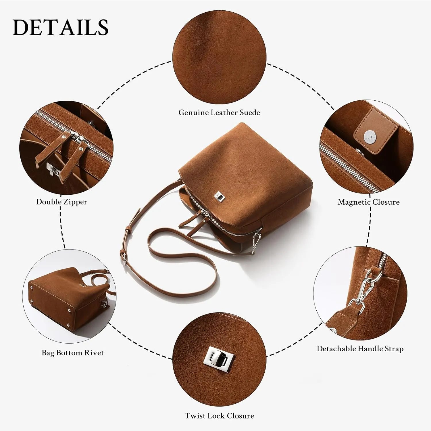 Genuine Leather Suede Bags for Women, Vintage Suede Handbag Purse Suede Hobo Bag Slouchy Bag