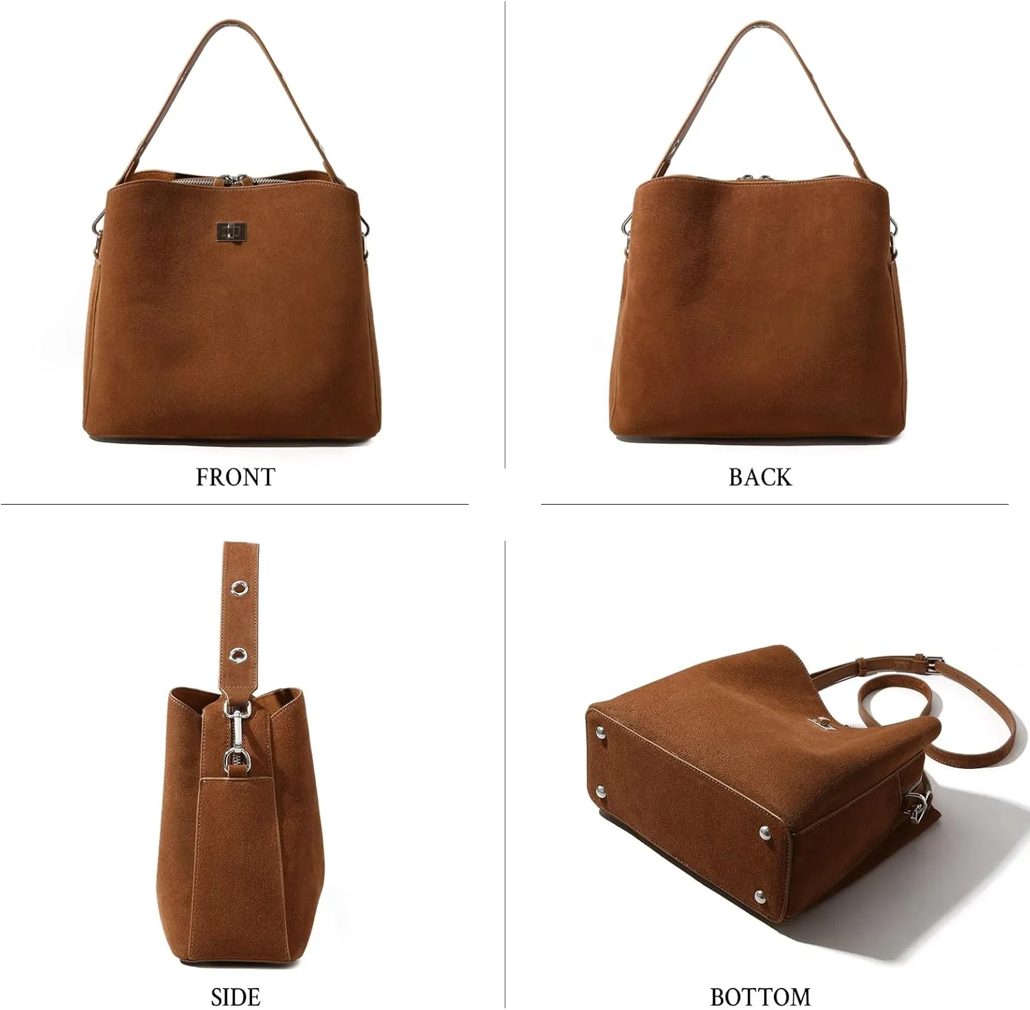 Genuine Leather Suede Bags for Women, Vintage Suede Handbag Purse Suede Hobo Bag Slouchy Bag