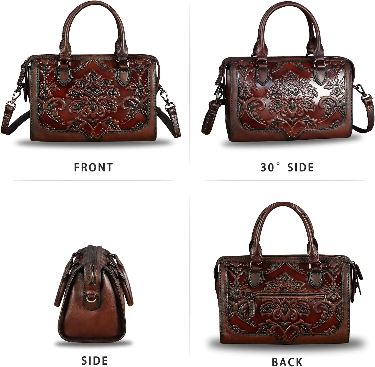 Genuine Leather Top Handle Handbag for Women Handmade Vintage Satchel Retro Cowhide Crossbody Handbags Purse Hobo Bags
