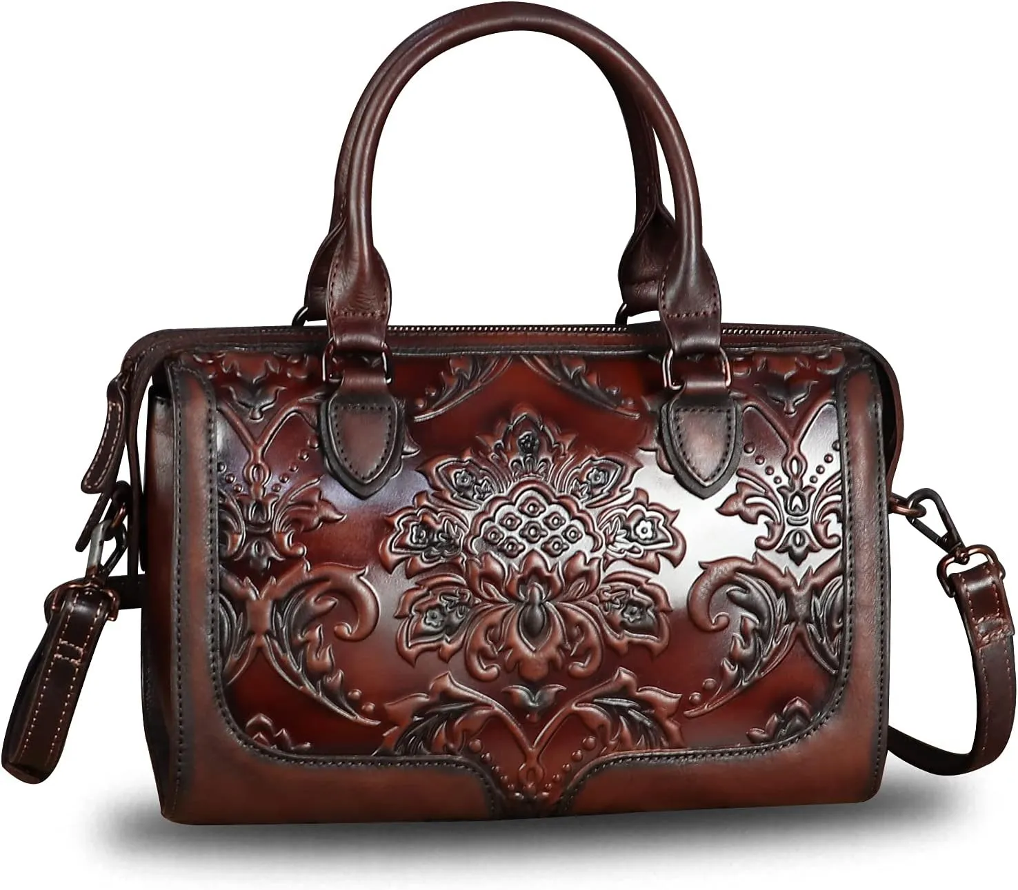 Genuine Leather Top Handle Handbag for Women Handmade Vintage Satchel Retro Cowhide Crossbody Handbags Purse Hobo Bags
