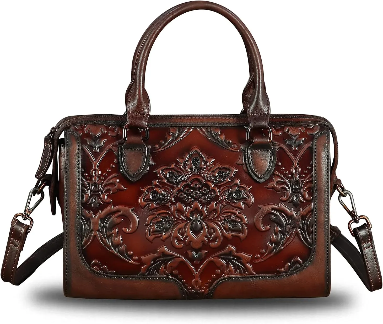 Genuine Leather Top Handle Handbag for Women Handmade Vintage Satchel Retro Cowhide Crossbody Handbags Purse Hobo Bags