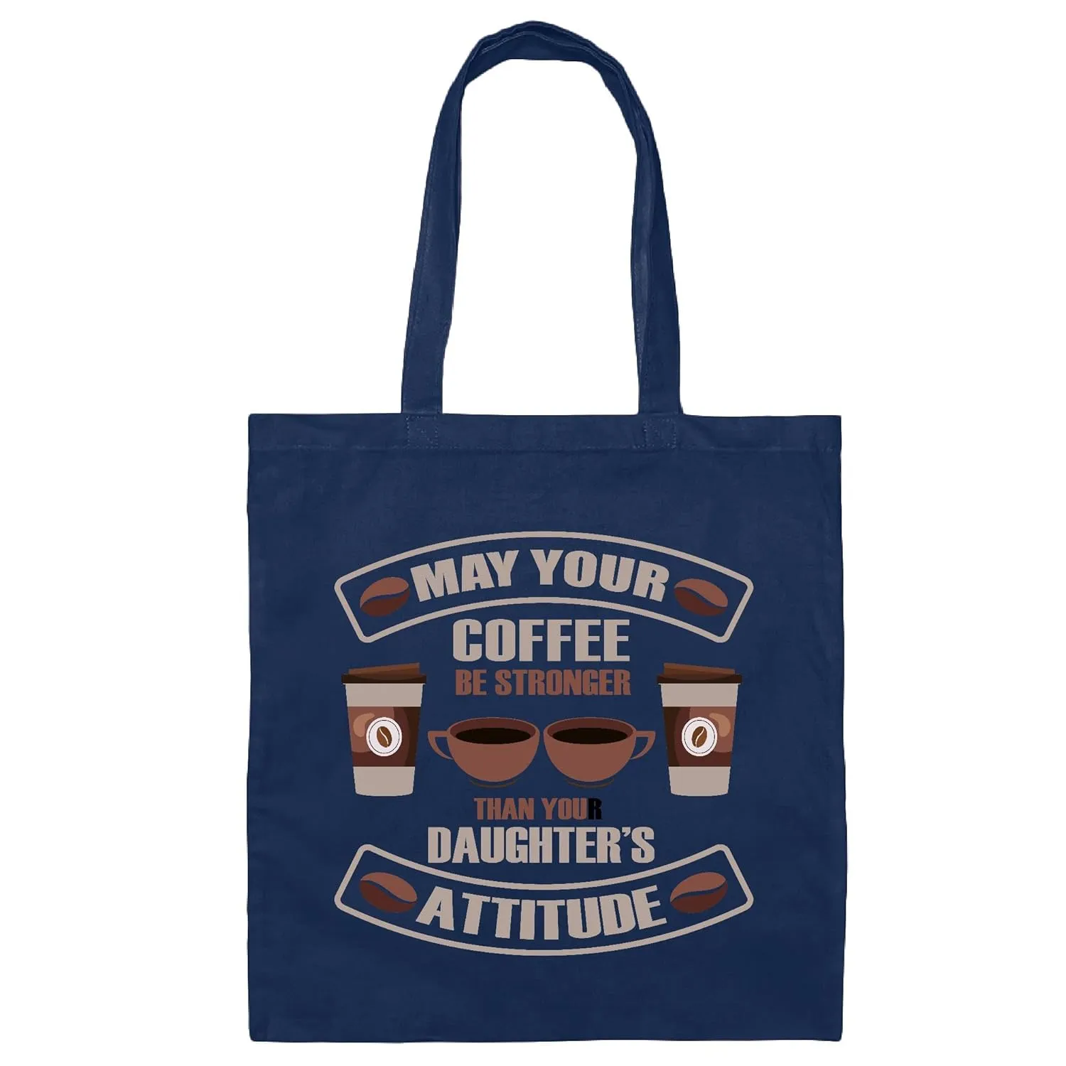 Gift for Mom Strong Coffee Attitude Best Mom of Girls Navy Black Multicolor Canvas Tote Bag