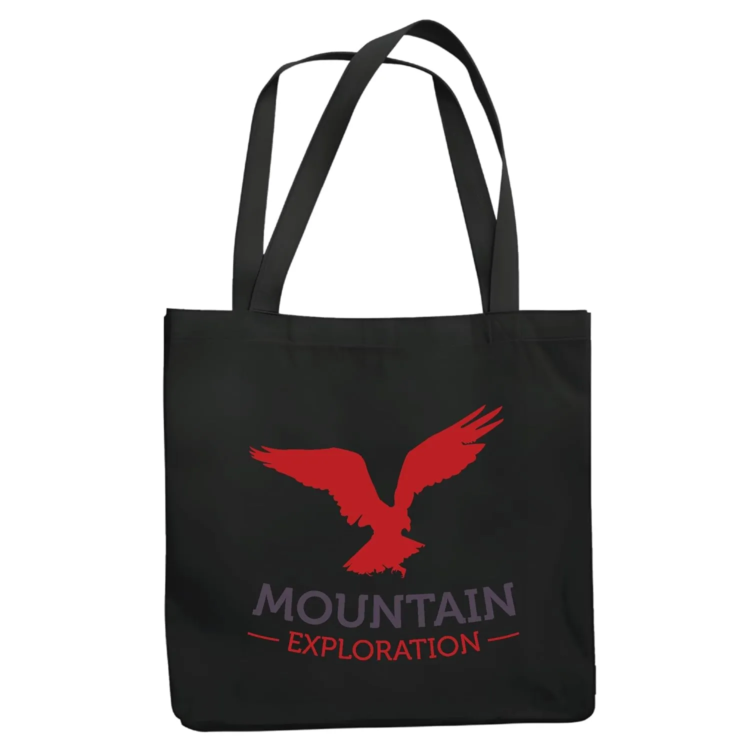 Gift Idea Mountain Exploration with Eagle Silhouette for Everyone Navy Black Multicolor Canvas Tote Bag