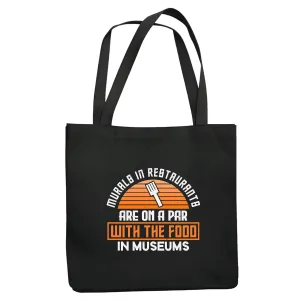 Gift Ideas Inspired by Restaurant Murals for Museum Visitors Navy Black Multicolor Canvas Tote Bag