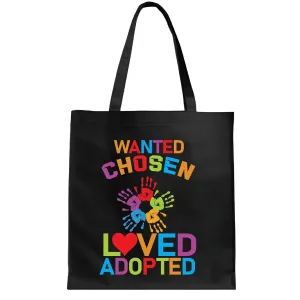 Gifts for Adoptive Moms and Dads Celebrate Adoption Day and Family with Funny Quotes and Foster to Adopt Love Navy Black Multicolor Canvas Tote Bag