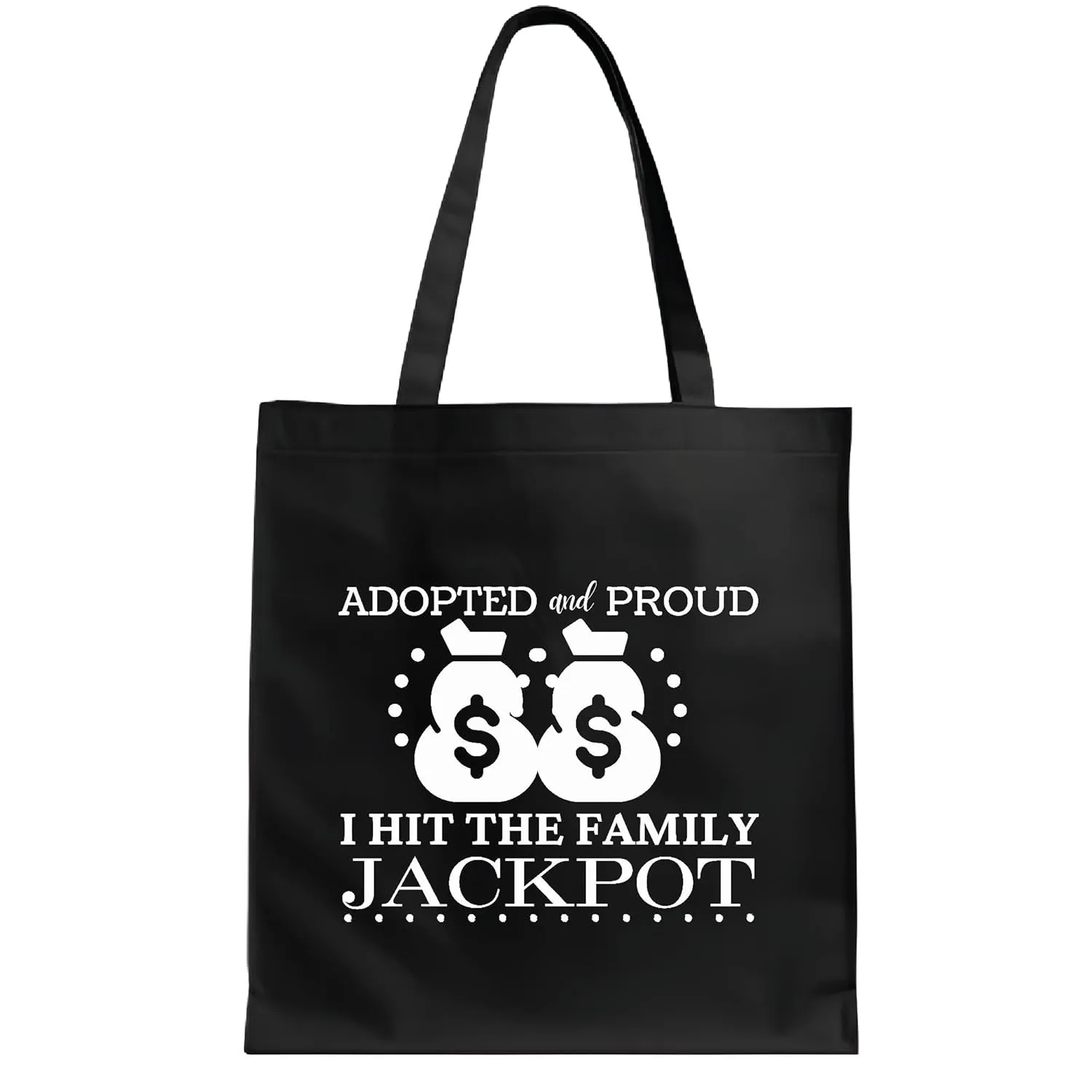 Gifts for Proud Adoptive Parents Funny Quotes for Adoption Day Foster to Adopt and Parent Navy Black Multicolor Canvas Tote Bag