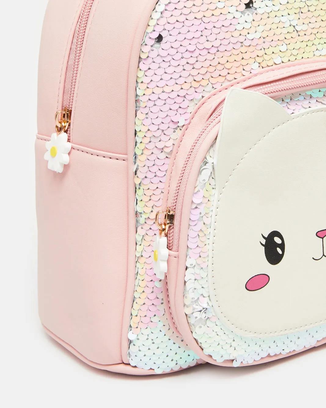 Girls Pink Embellished Backpack