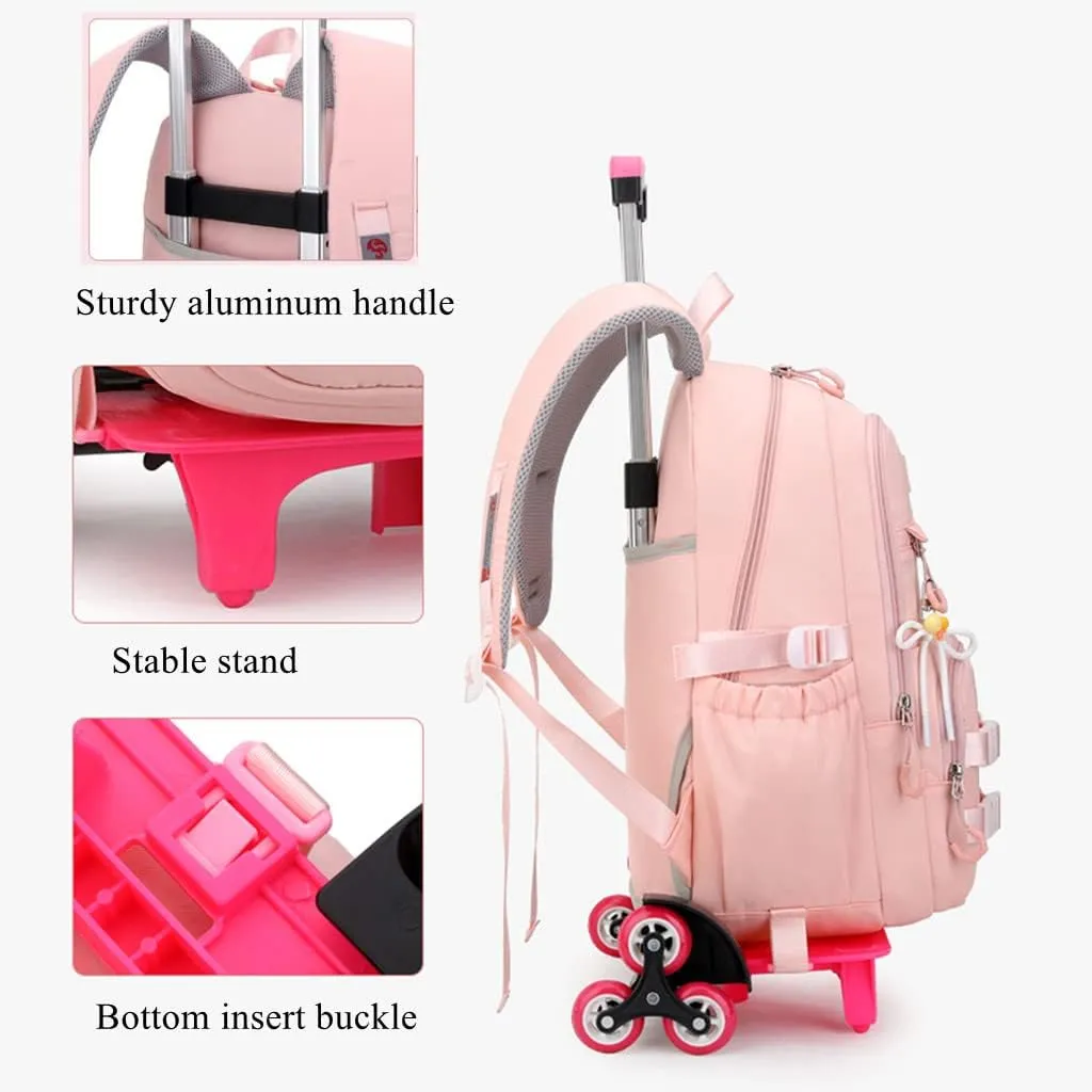 Girls Rolling Backpack Wheeled Backpack for Boys Trolley School Bags Kids Luggage Roller Backpack with 6 Wheels