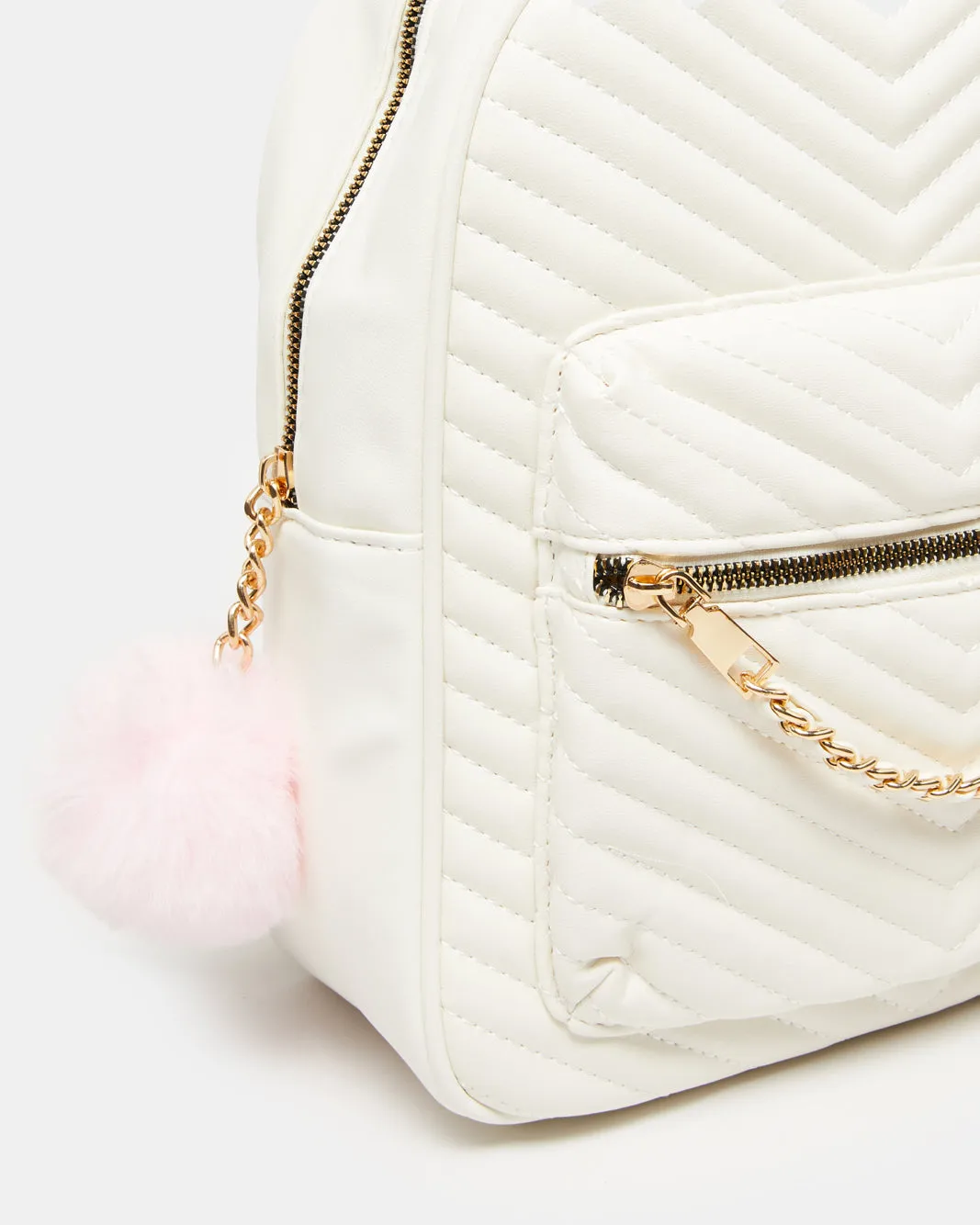 Girls White Textured Backpack
