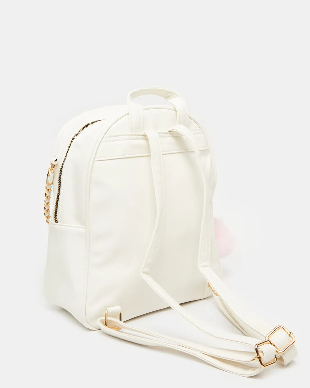 Girls White Textured Backpack