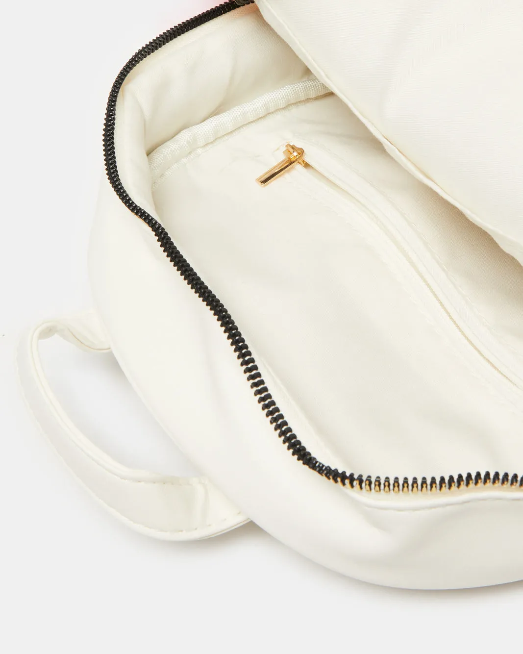 Girls White Textured Backpack