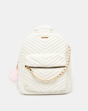 Girls White Textured Backpack