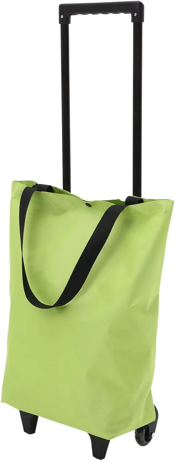 GLEAVI Shoing Cart Bag Compact Trolley Pull Handle Rolling Tote Bag Foldable Shopping Cart for Women Bag Wheels