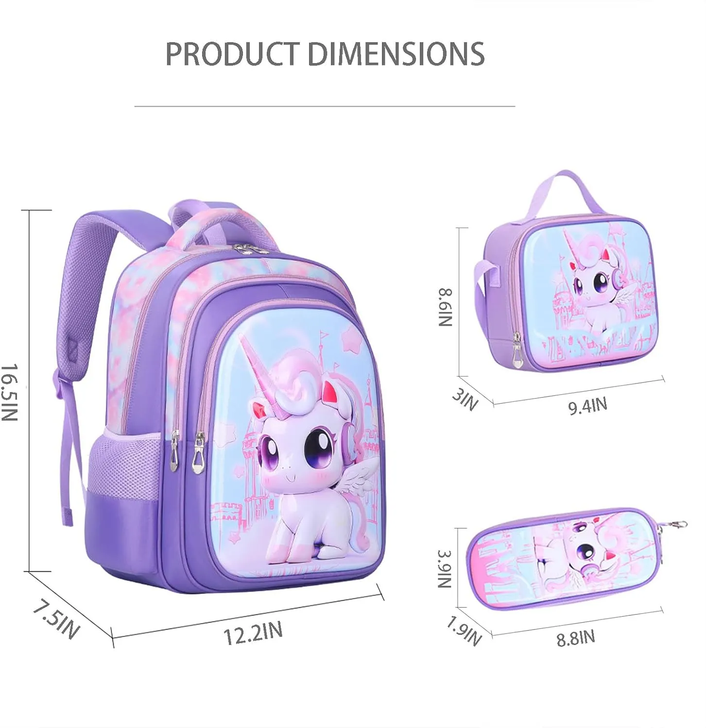 GLOOMALL Cute Rolling Backpack Three-piece Set with Lunch Bag School Girls Boys, Lightweight Trolley Travel Bag with 6 Wheels Classic Roller Luggage (Light green dinosaur)