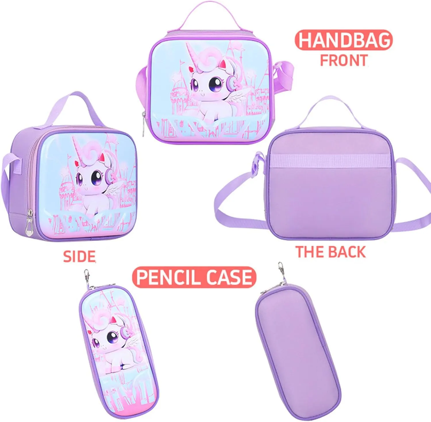 GLOOMALL Cute Rolling Backpack Three-piece Set with Lunch Bag School Girls Boys, Lightweight Trolley Travel Bag with 6 Wheels Classic Roller Luggage (Light green dinosaur)