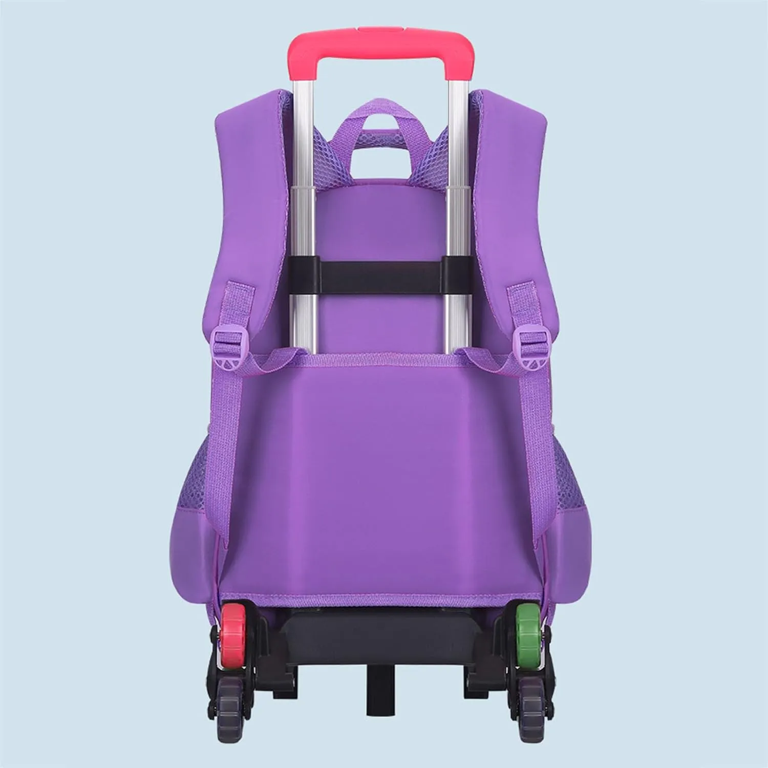 GLOOMALL Cute Rolling Backpack Three-piece Set with Lunch Bag School Girls Boys, Lightweight Trolley Travel Bag with 6 Wheels Classic Roller Luggage (Pink bow)