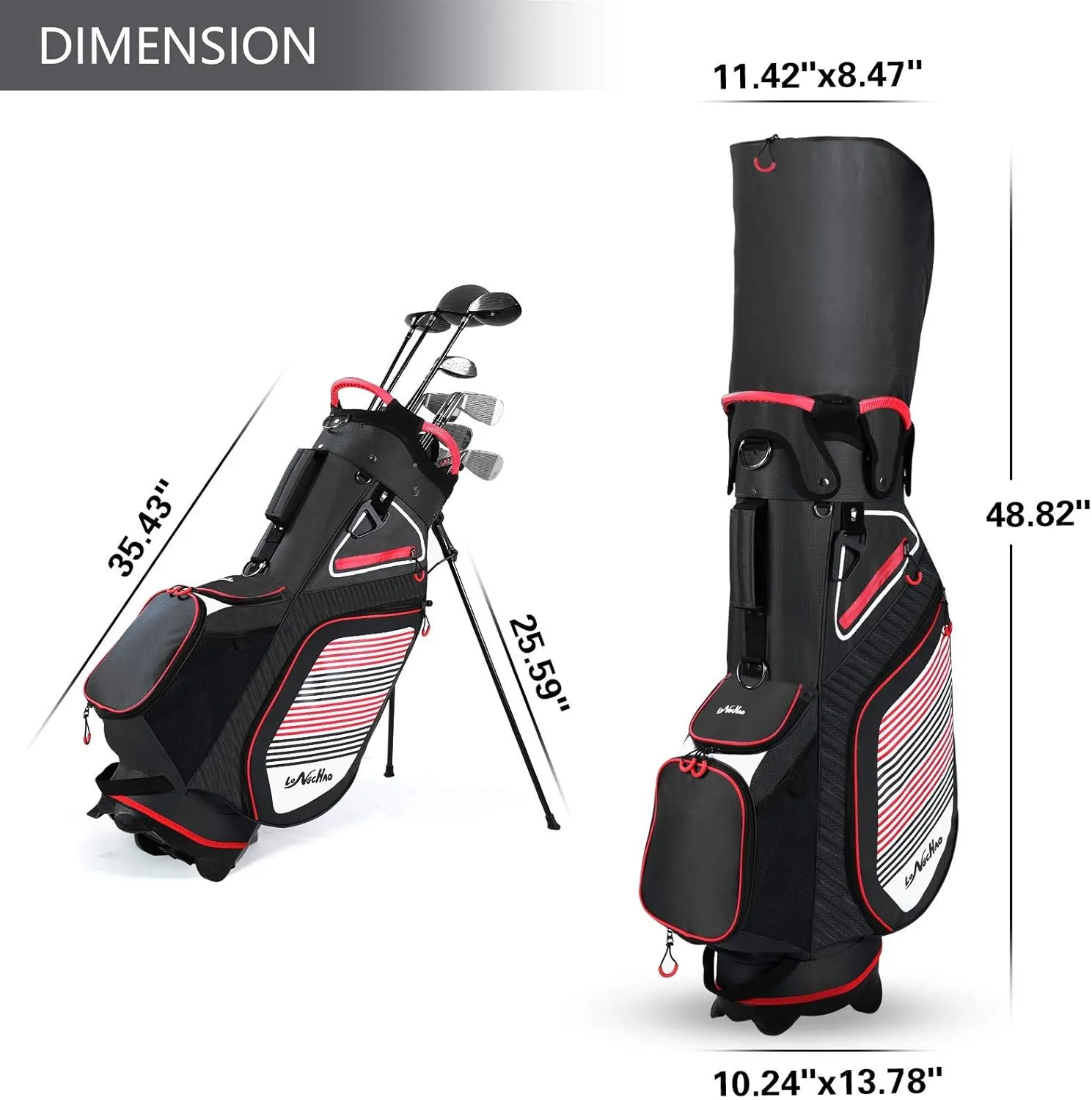 Golf Stand Bag for Men Navy 14 Way Divider Golf Bags, 6LB Lightweight Portable Walking/Riding Bags with Dust Cover, Strap