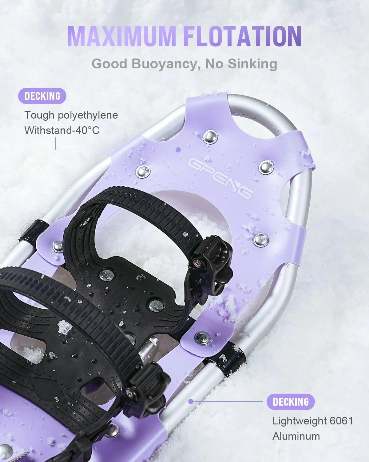 Gpeng Snowshoes for Men Women Youth Kids, Light Weight Aluminum Snow Shoes with Trekking Poles, Crampon Protector and Carrying Tote Bag (Navy Blue, 21 inch)