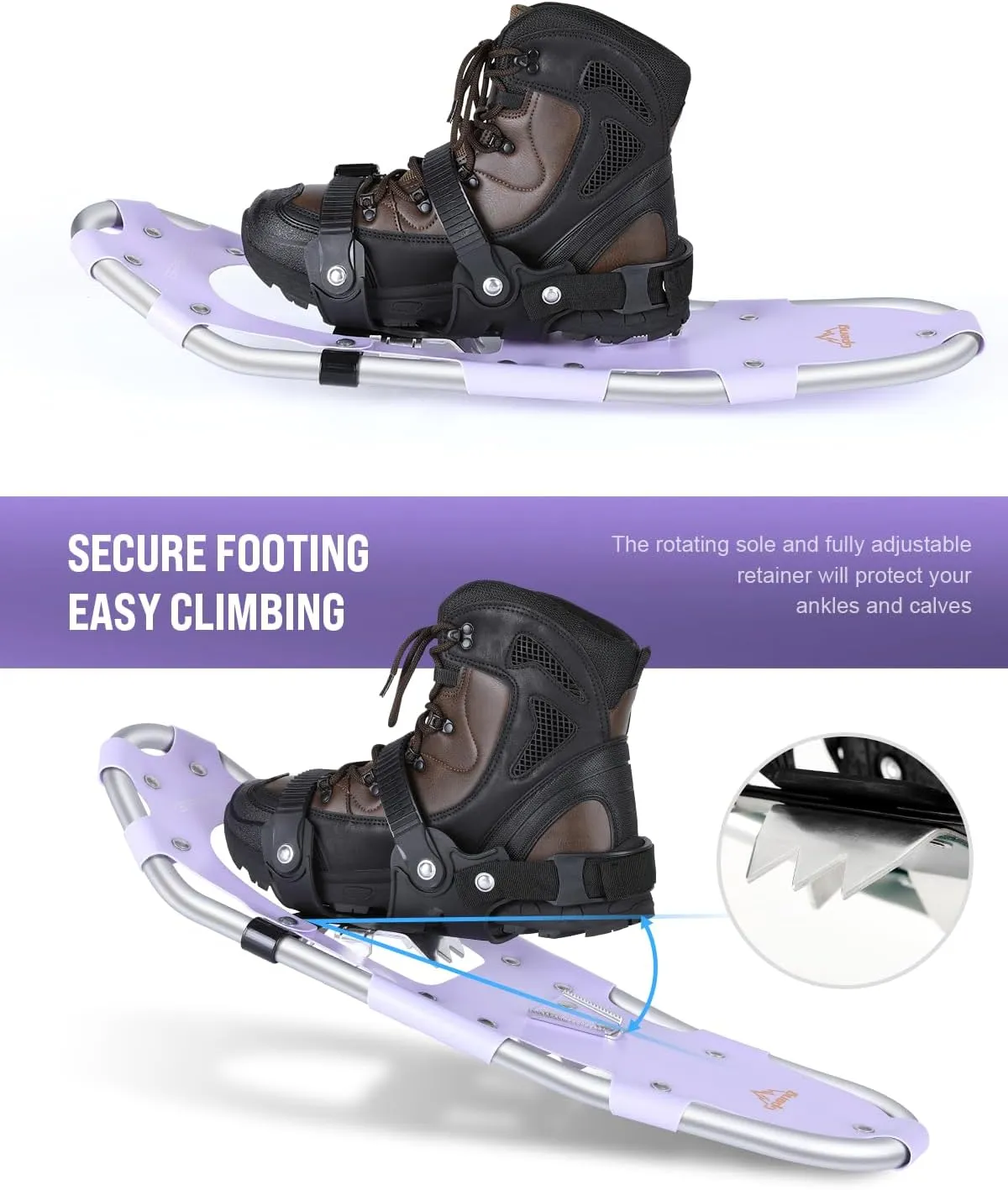 Gpeng Snowshoes for Men Women Youth Kids, Light Weight Aluminum Snow Shoes with Trekking Poles, Crampon Protector and Carrying Tote Bag (Navy Blue, 21 inch)