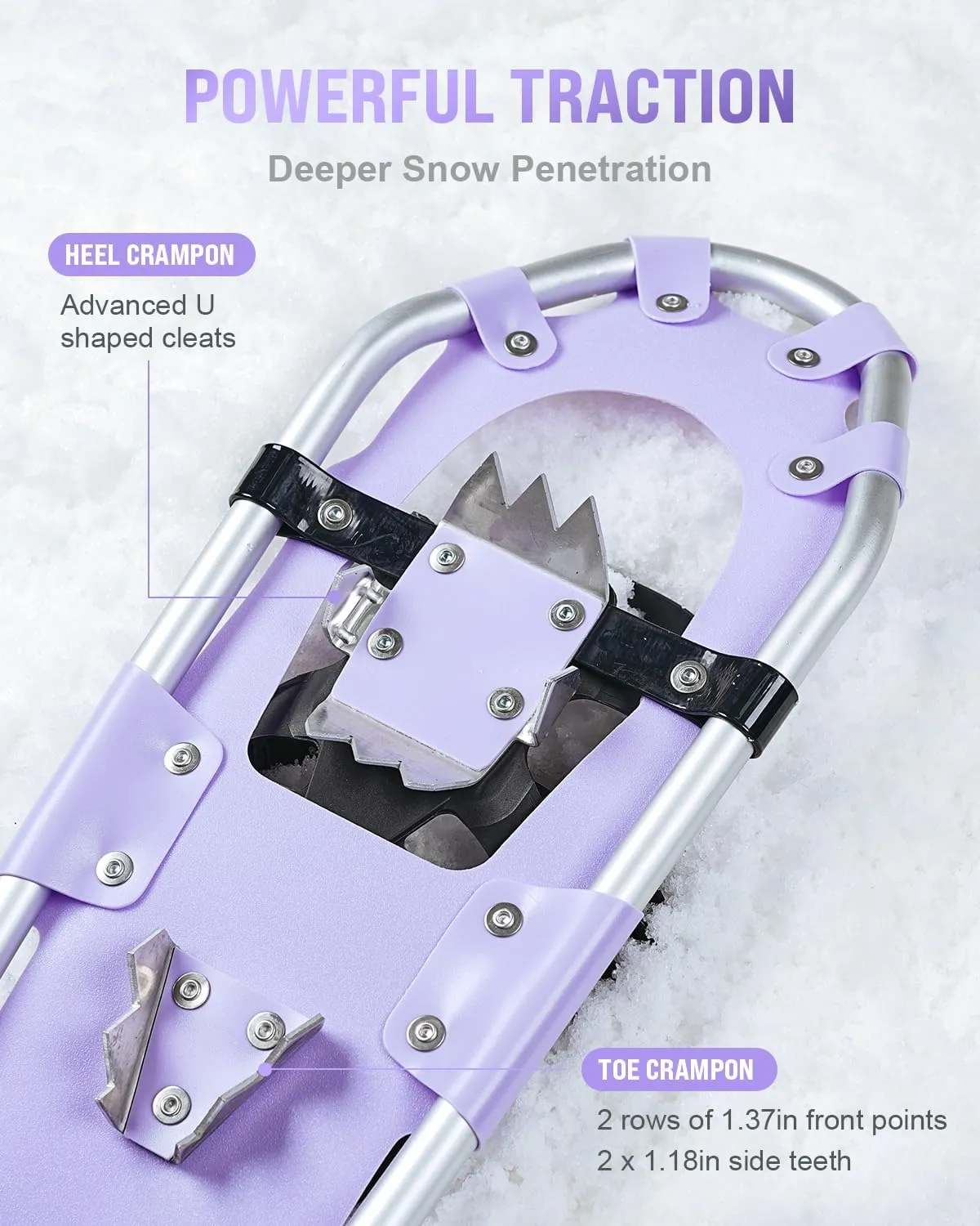 Gpeng Snowshoes for Men Women Youth Kids, Light Weight Aluminum Snow Shoes with Trekking Poles, Crampon Protector and Carrying Tote Bag (Navy Blue, 21 inch)