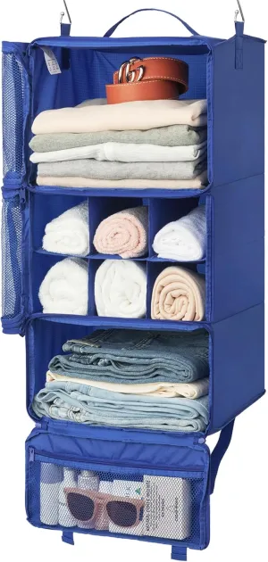 GRANNY SAYS Compression Packing Cubes for Travel, Extra Large Hanging Luggage Organizer, 3-Shelf Foldable Hanging Travel Shelves with 2 Hooks and Window, Packing Cubes for Carry on Suitcase Organizer