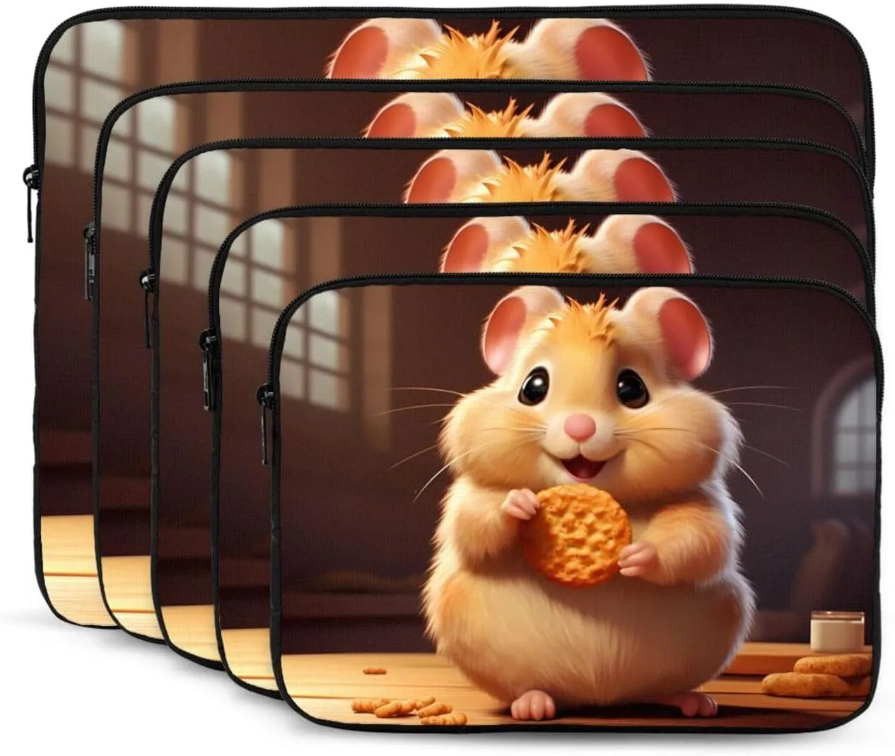 Greedy Hamster Pattern Portable Laptop Sleeve Case 15 inch for Shockproof Protection and Travel Convenience