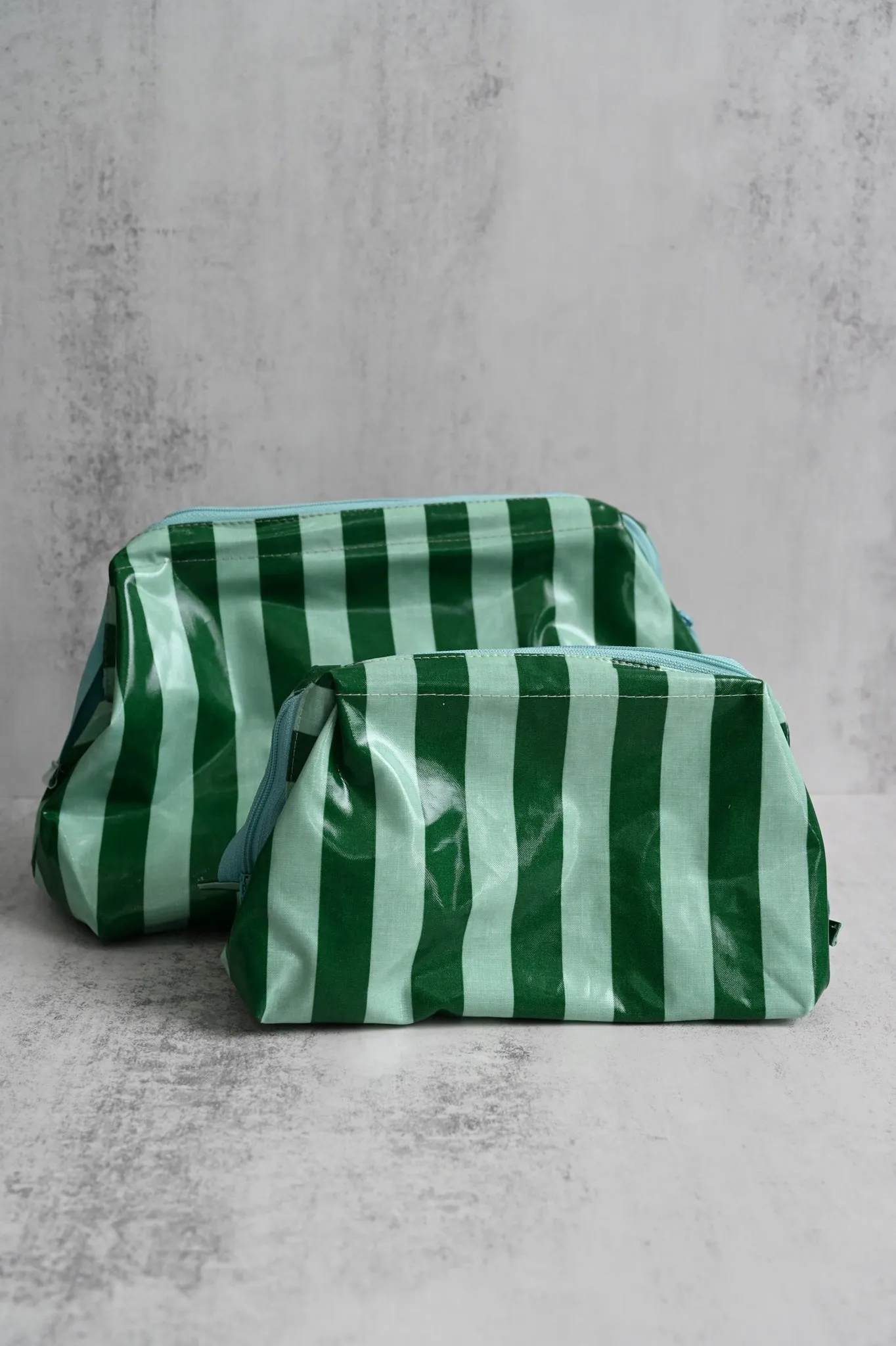Green Striped Wash Bags