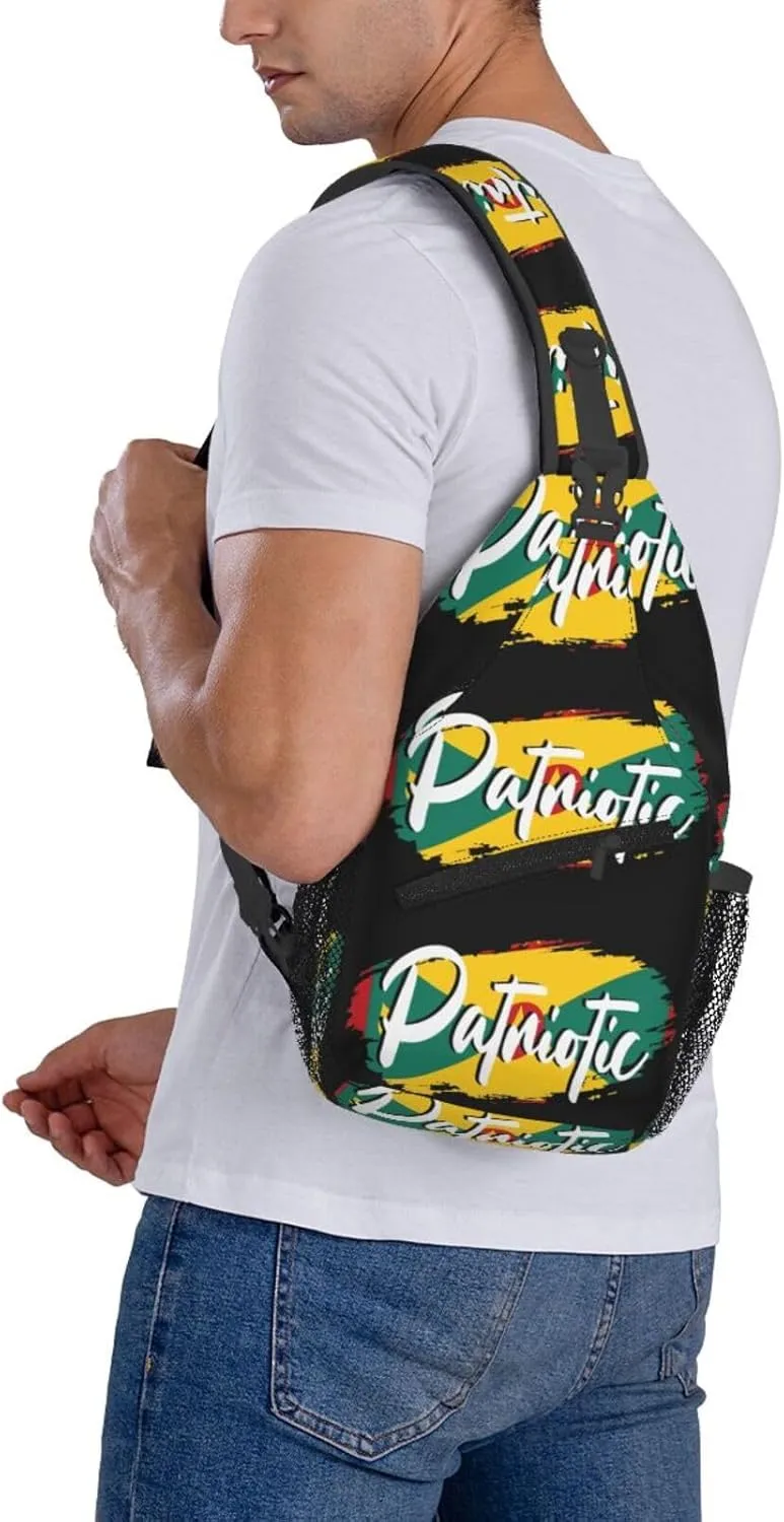 Grenada Patriotic Flag Crossbody Bag Cross Chest Bag Adjustable Sling Backpack Sports Gym Shoulder Bags Travel Cycling Daypack Diagonally Casual Rucksack