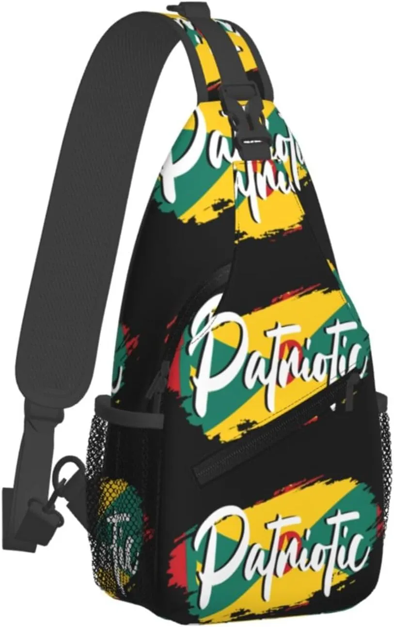 Grenada Patriotic Flag Crossbody Bag Cross Chest Bag Adjustable Sling Backpack Sports Gym Shoulder Bags Travel Cycling Daypack Diagonally Casual Rucksack