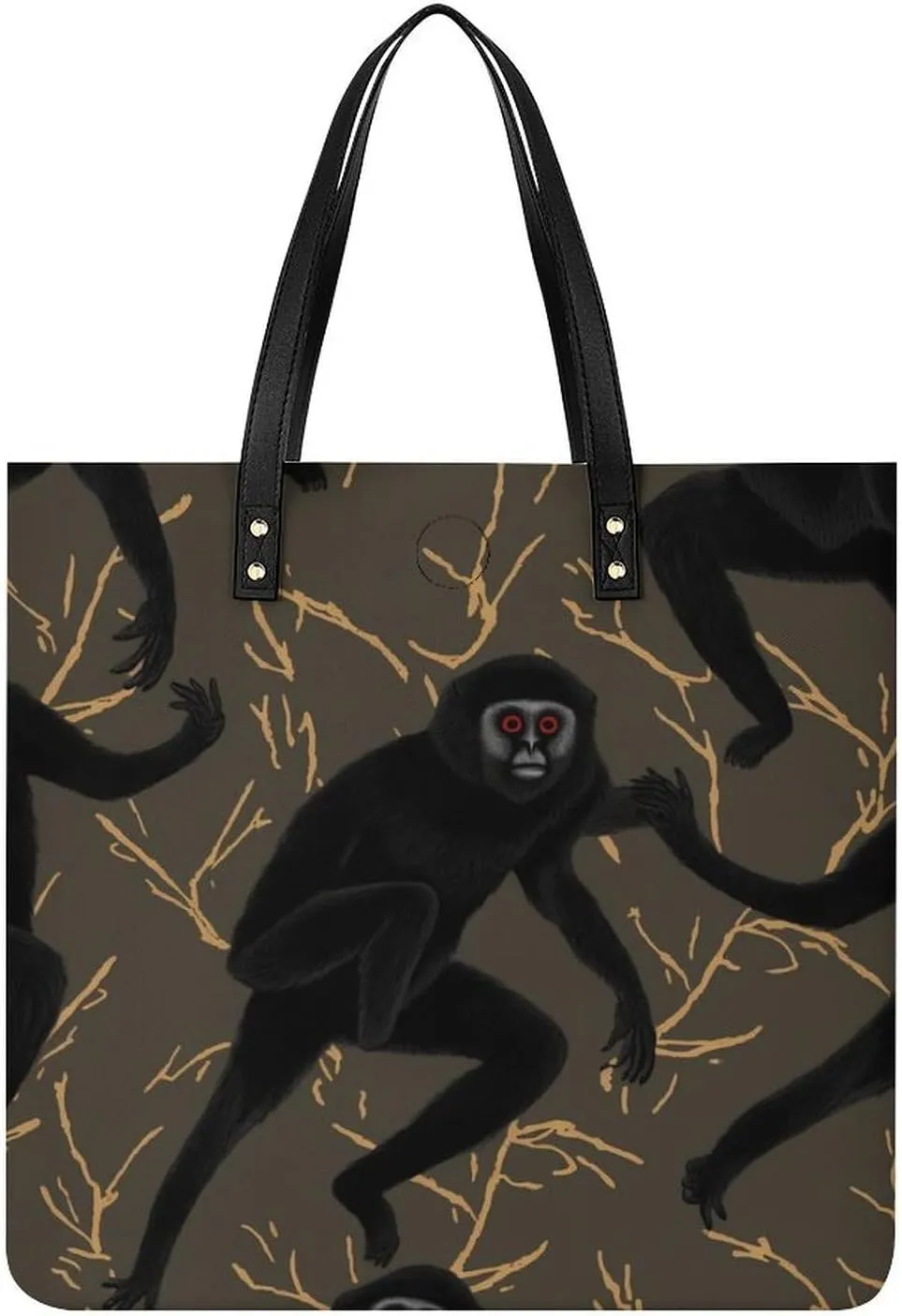 Grocery Bags Black Gibbon Monkey Bag for Women Lightweight Beach Bag Shoulder Bags for Travel Shopping Work Handbag