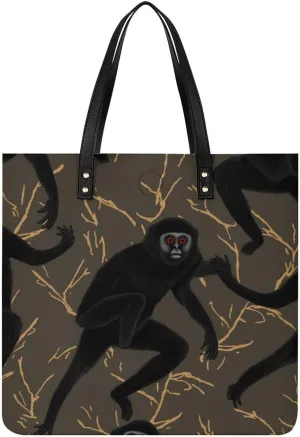 Grocery Bags Black Gibbon Monkey Bag for Women Lightweight Beach Bag Shoulder Bags for Travel Shopping Work Handbag