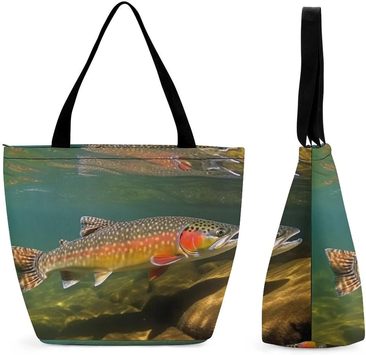 Grocery Bags for Shopping Brook Trout Fly Fishing Shopping Bag for Women Lightweight Bag Reusable Tote Bags Foldable Bag with Handle Portable Storage Handbag