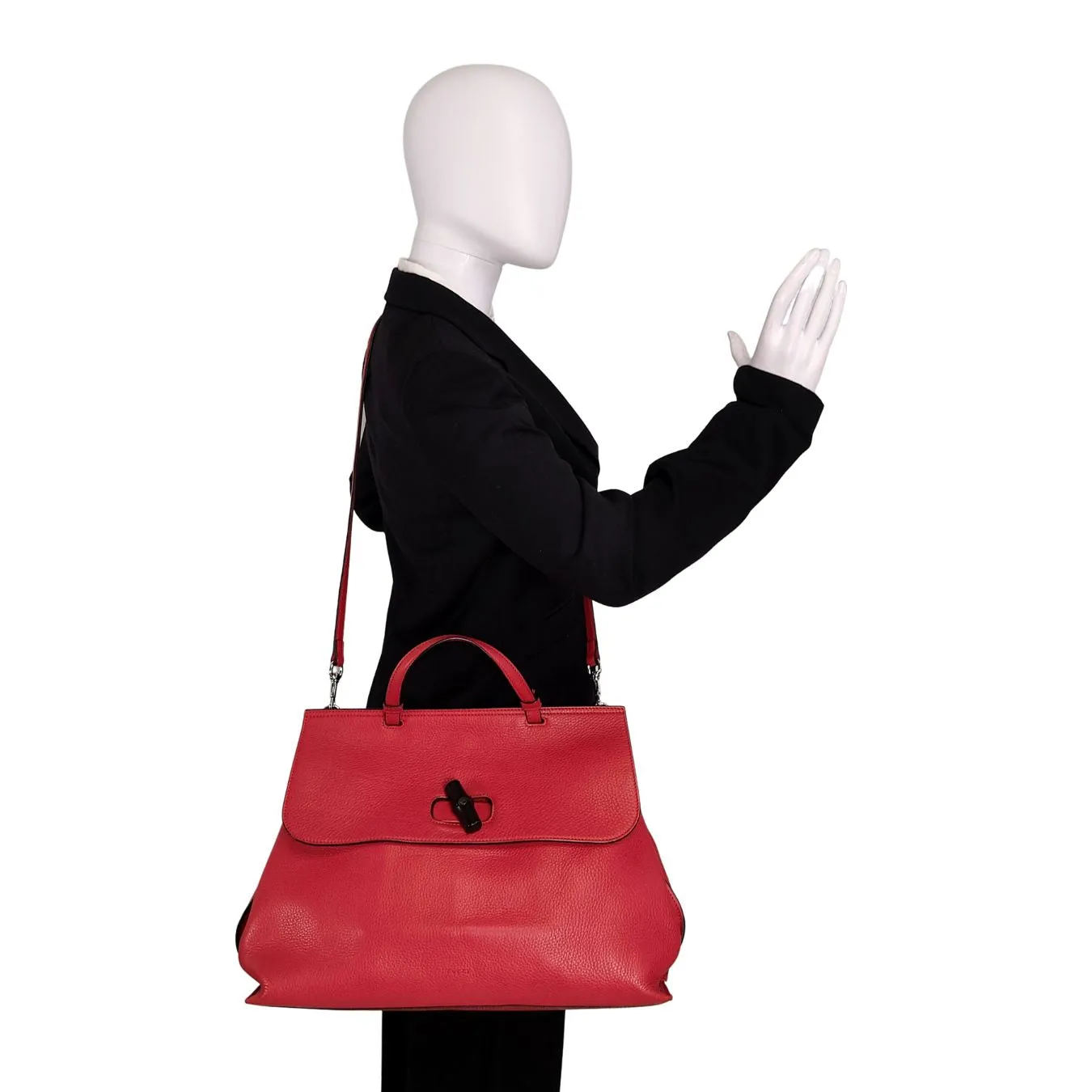 GUCCI Bamboo Daily top handle bag in red leather